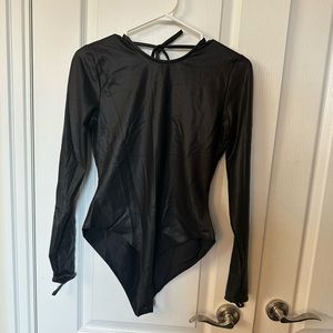 COPY - PU leather scoop back bodysuit